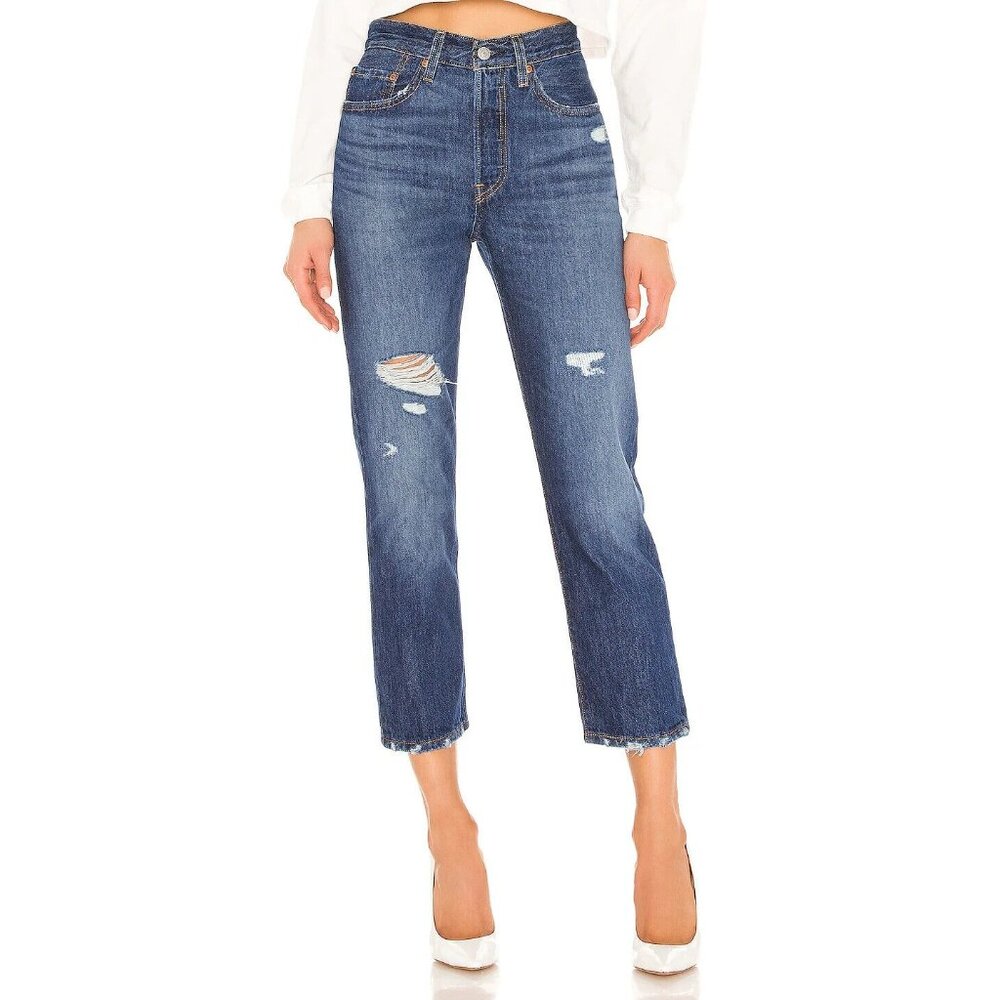 NWT Levi's 501 Original in Market Grammar Destroyed High Rise Straight Jeans 26